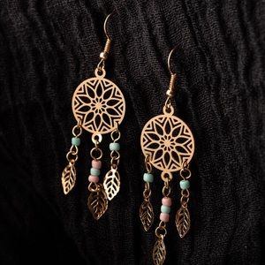 Ethnic Leaf dangle drop earrings